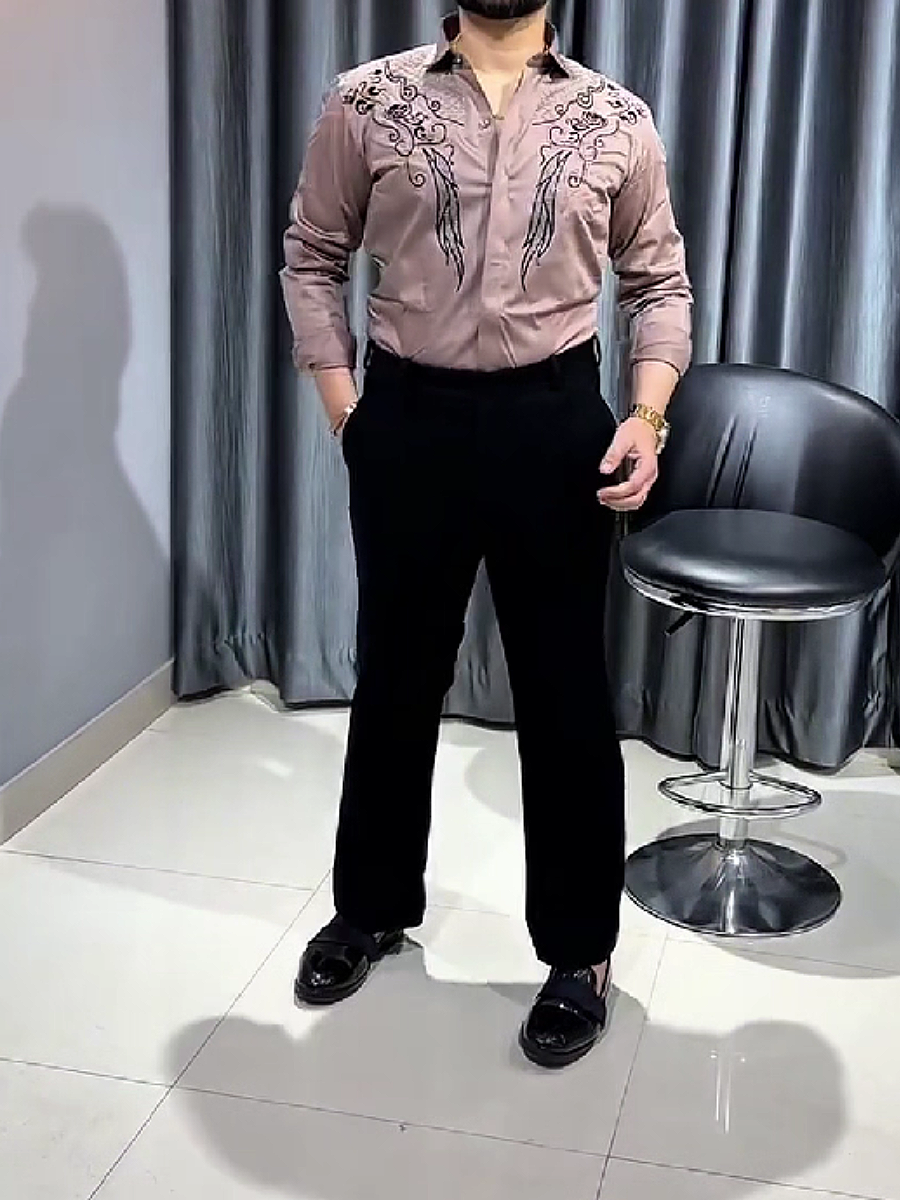 Embroidered Scroll Dress Shirt