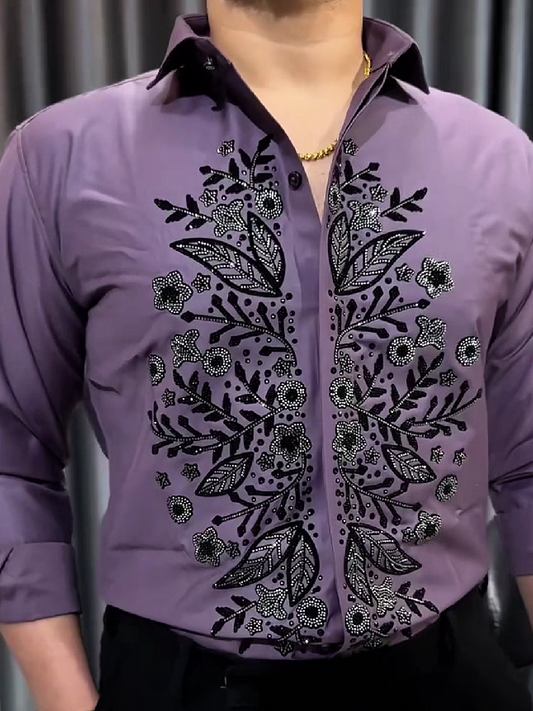 Floral Rhinestone Dress Shirt