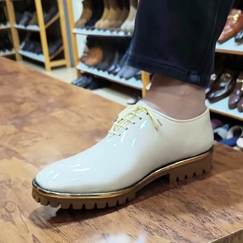 Men's Patent Leather Oxford Shoes with Chunky Sole