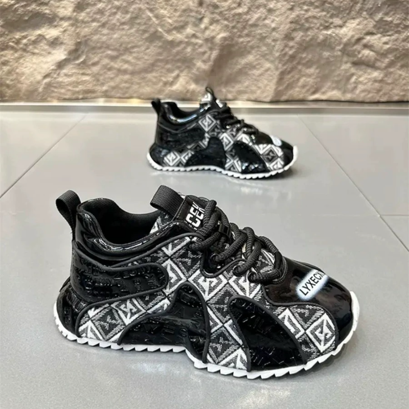 Black Patterned Patent Sneaker