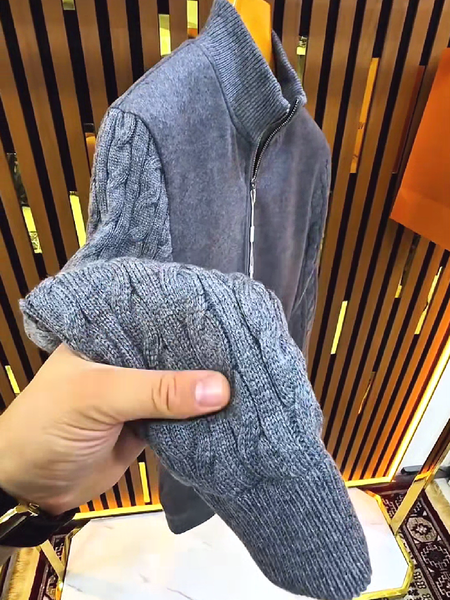 Cable Knit Zip-Up Fleece Jacket
