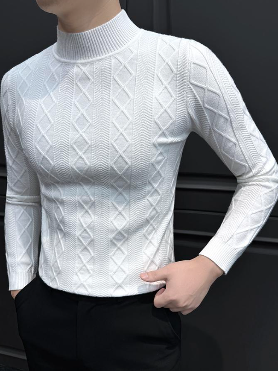 White Knit Turtleneck Sweater
