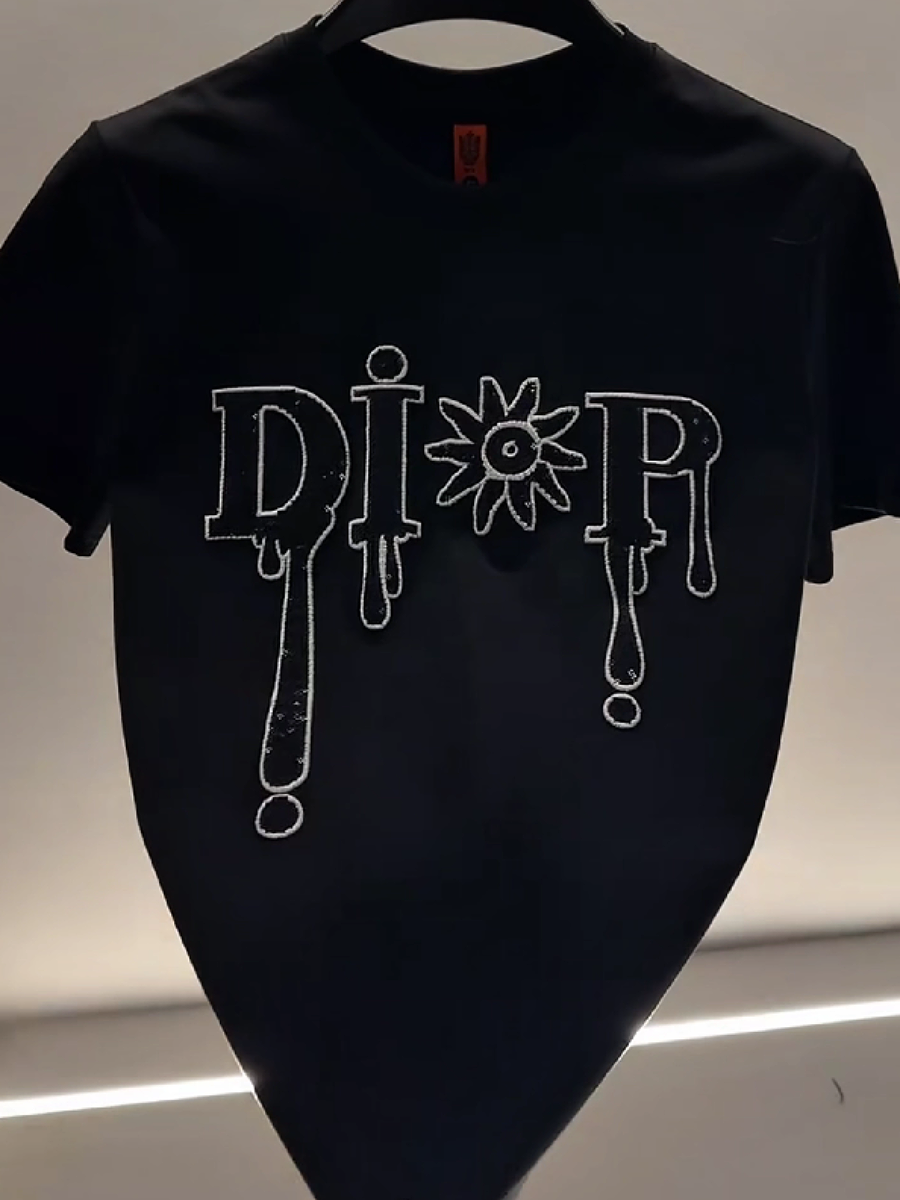 Men's Dripping Letters Graphic Round Neck T-Shirt