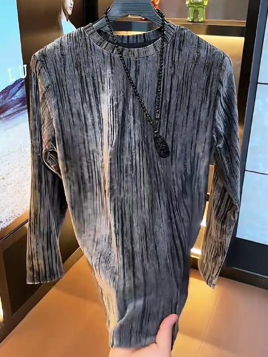 Textured Stripe Long Sleeve Tee