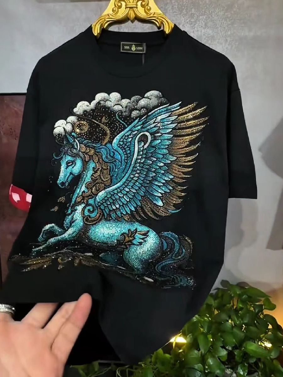 Men's Rhinestone Pegasus Graphic T-Shirt