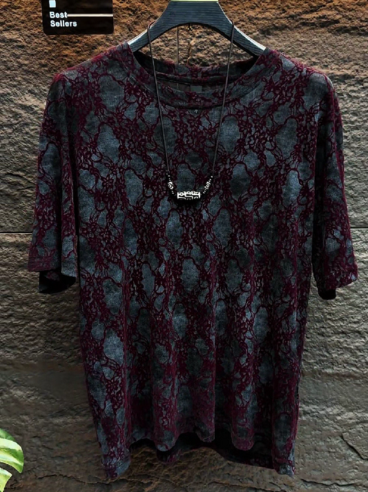 Men's Burnout Lace Pattern T-Shirt