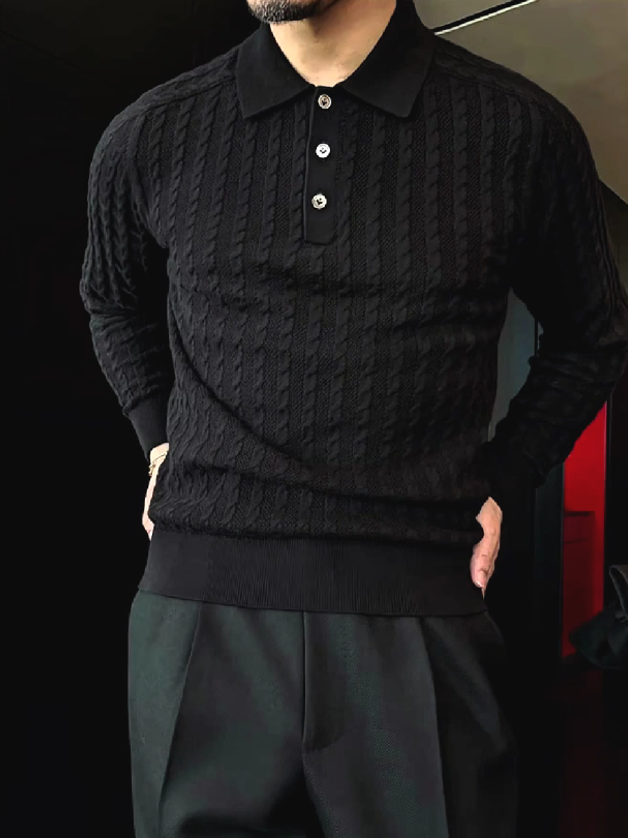 Cable Knit Polo Sweater