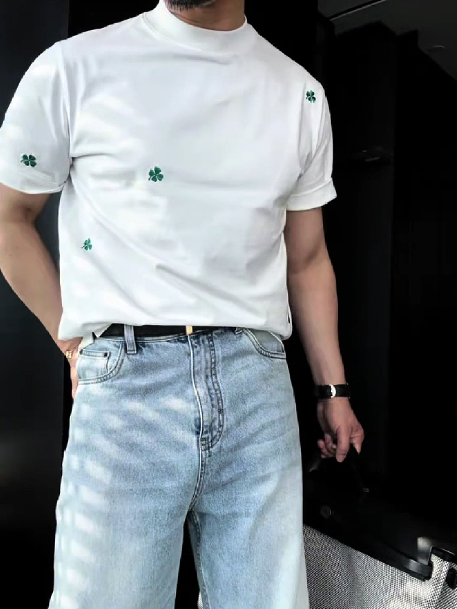 Men's Clover Embroidered Short Sleeve T-Shirt