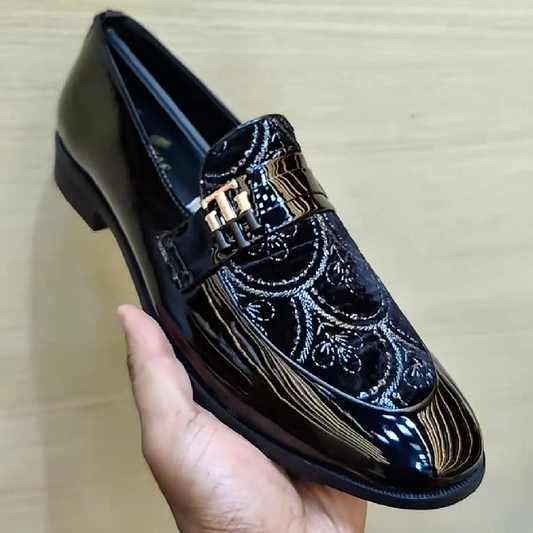 Black Embroidered Loafer