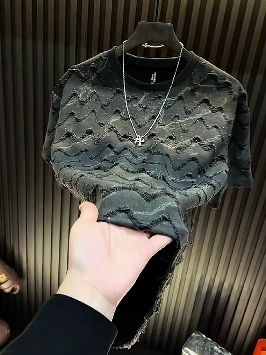 Men's Black Distressed T-Shirt Top