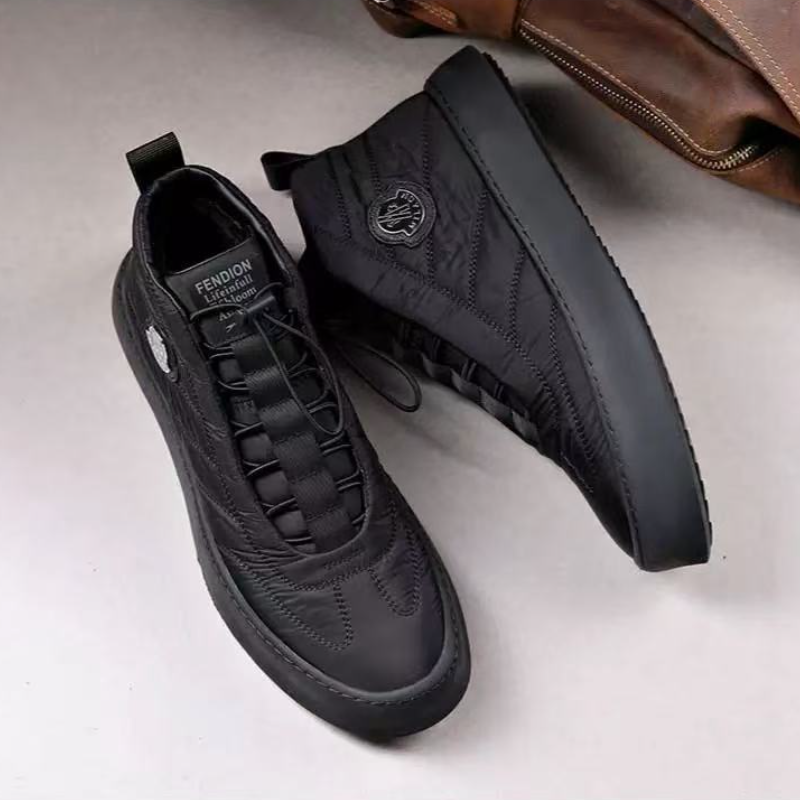 Men's Quilted Nylon High-Top Sneakers with Strap Closure