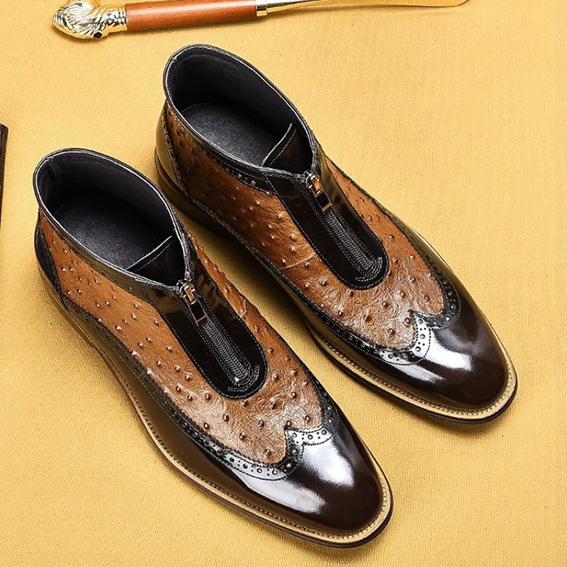Brown Patent Leather Ankle Boot