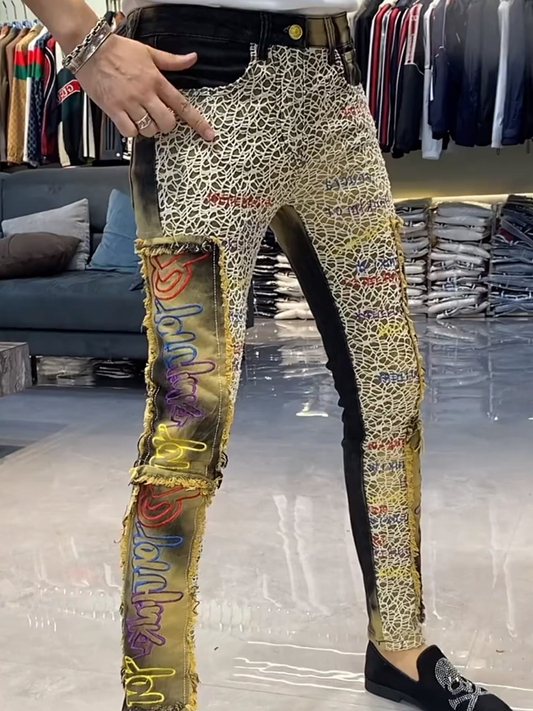 Artistic Patchwork Skinny Jeans