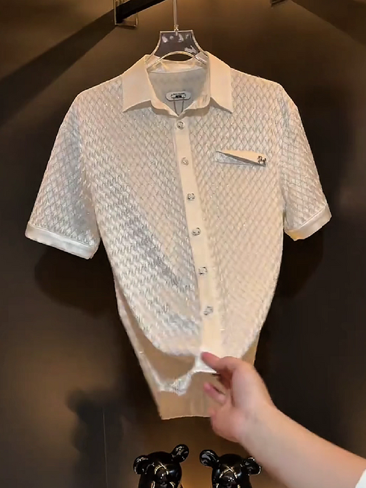 Men's Diamond Quilted Short Sleeve Shirt