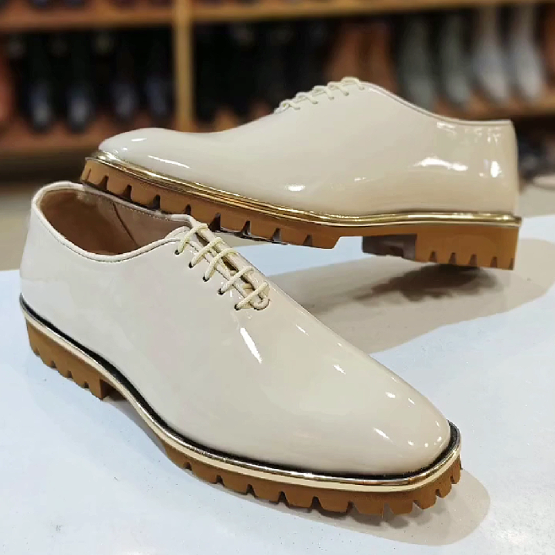 Men's Patent Leather Oxford Shoes with Chunky Sole