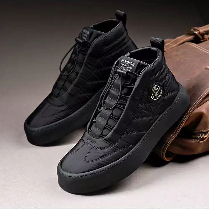 Men's Quilted Nylon High-Top Sneakers with Strap Closure