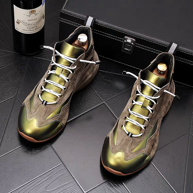 Men's Lace-Up Casual Sneakers with Reflective Panels