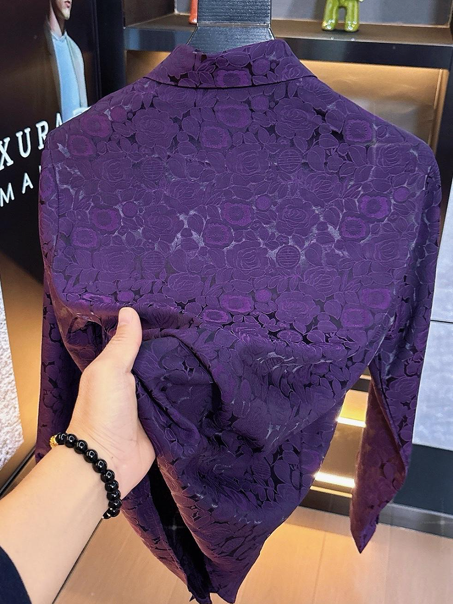 Purple Shiny Floral Shirt