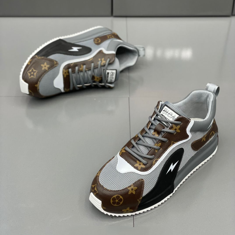 Men's Patterned Lace-Up Athletic Sneakers with Comfortable Sole