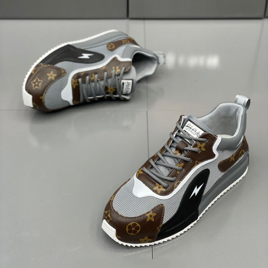 Men's Patterned Lace-Up Athletic Sneakers with Comfortable Sole