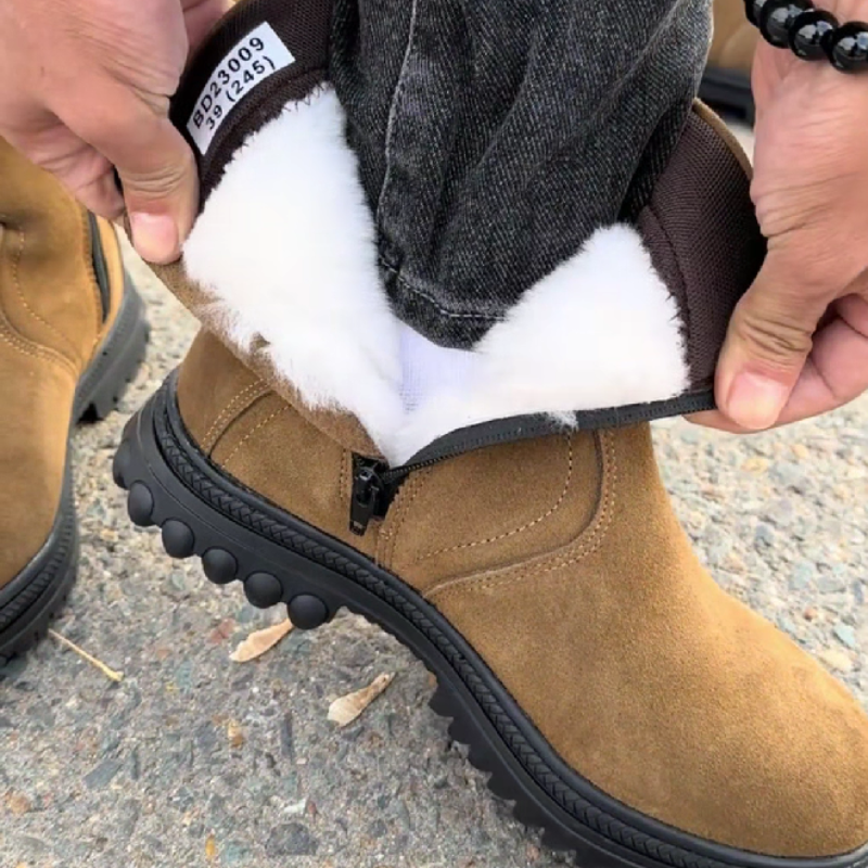 Suede Slip-On Hiking Boot with Rubber Sole