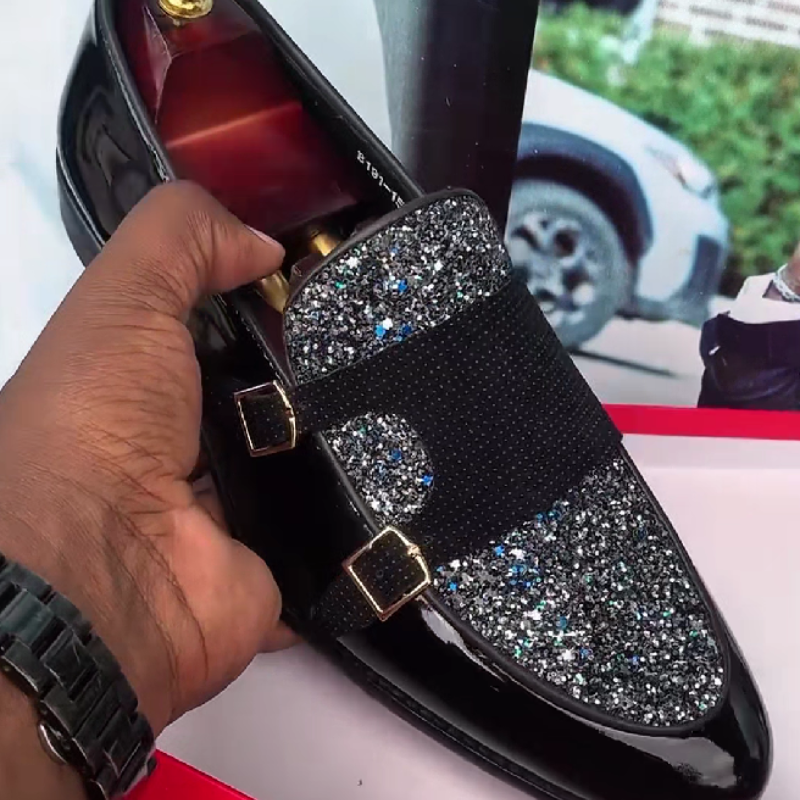 Black Glitter Loafer Shoe