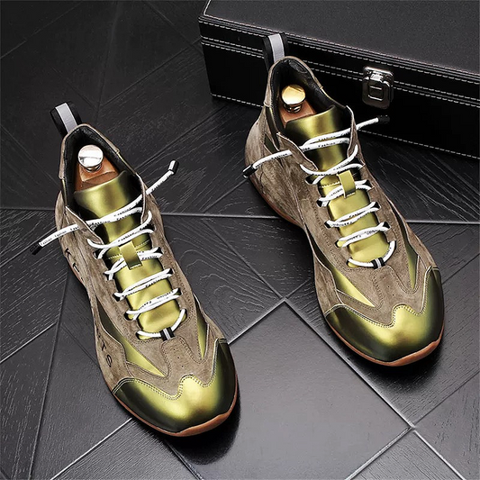 Men's Lace-Up Casual Sneakers with Reflective Panels
