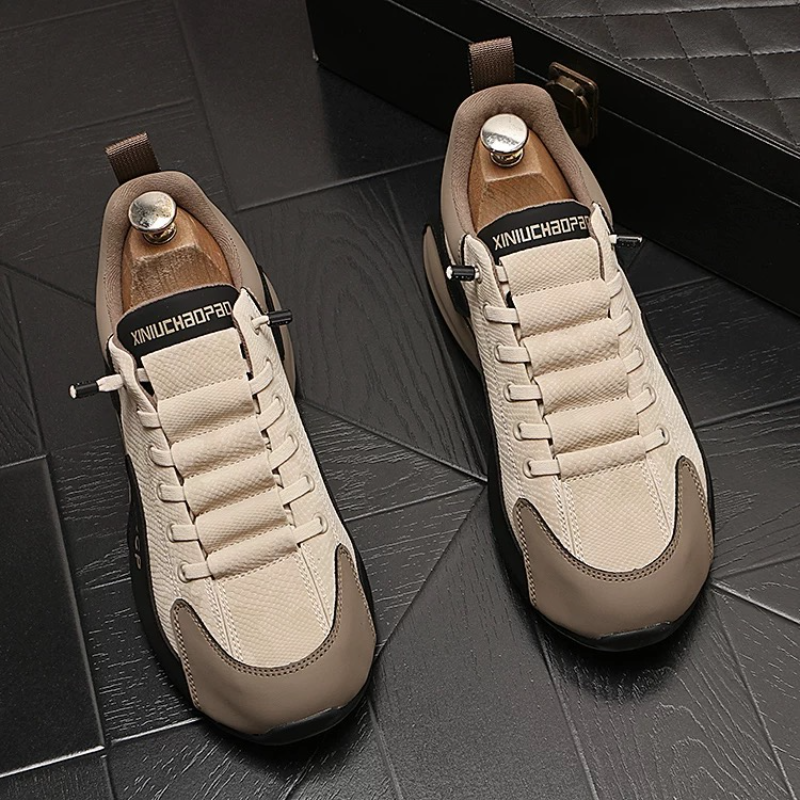 Men's Lace-Up Leather and Mesh Sport Sneakers