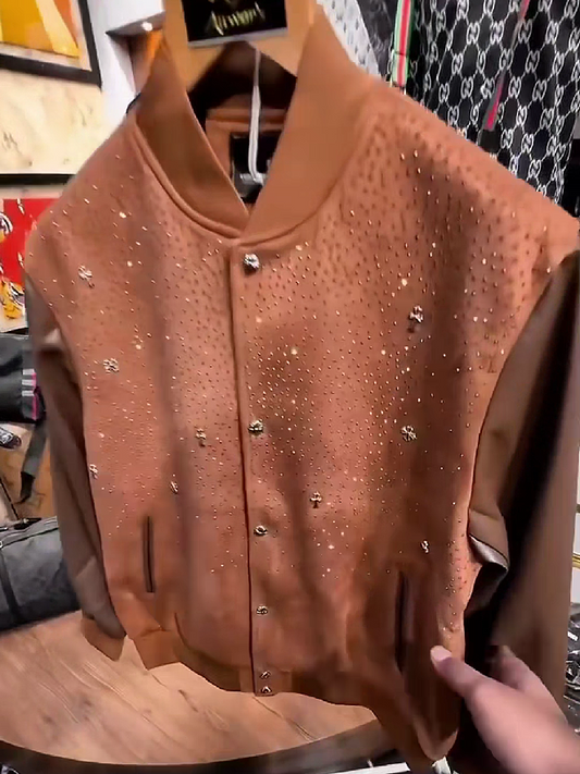 Studded Decorative Bomber Jacket