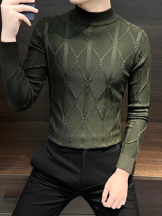 Olive Knit Turtleneck Sweater
