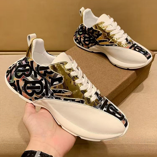 Printed Gold Sneakers