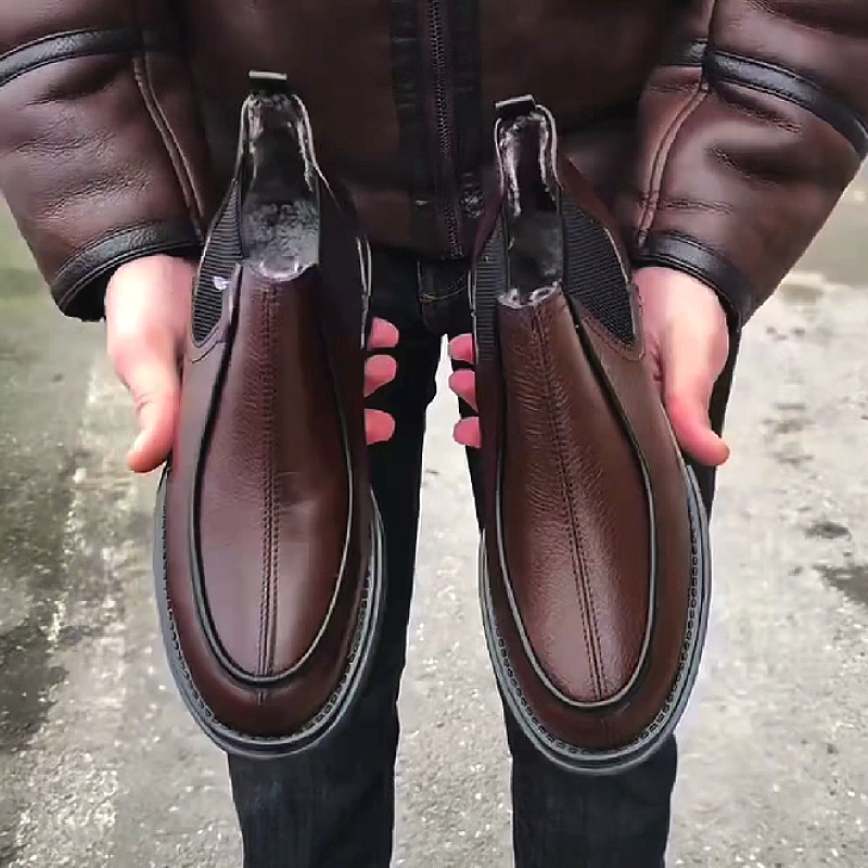 Brown Leather Slip-On Boot
