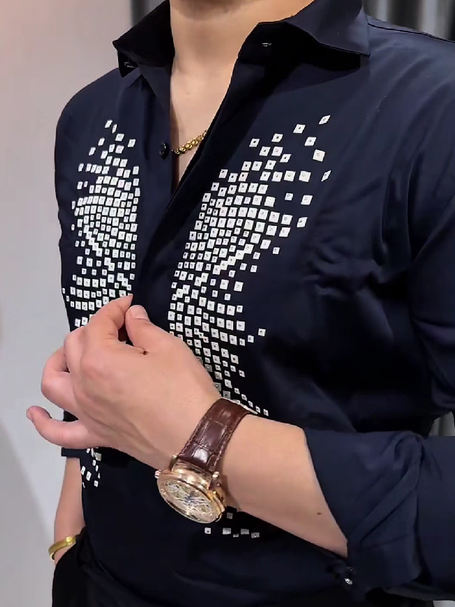 Rhinestone Pattern Dress Shirt
