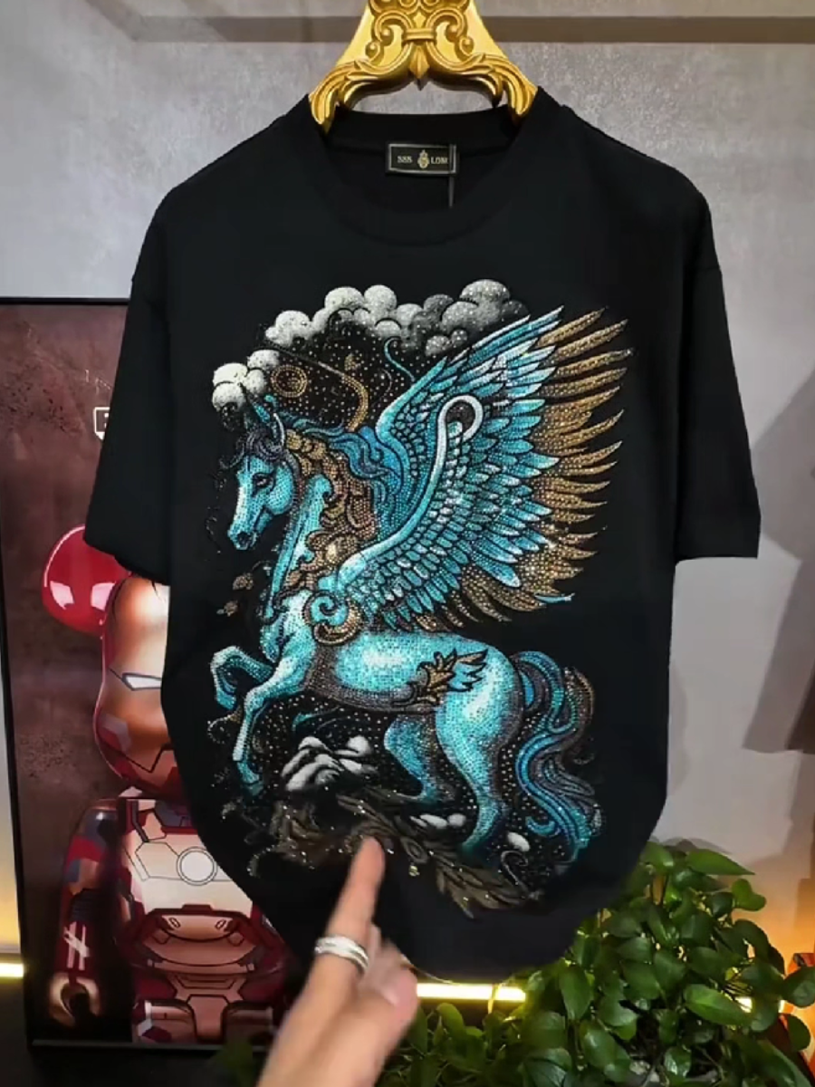 Men's Rhinestone Pegasus Graphic T-Shirt