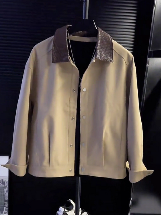 Contrast Collar Button-Up Jacket