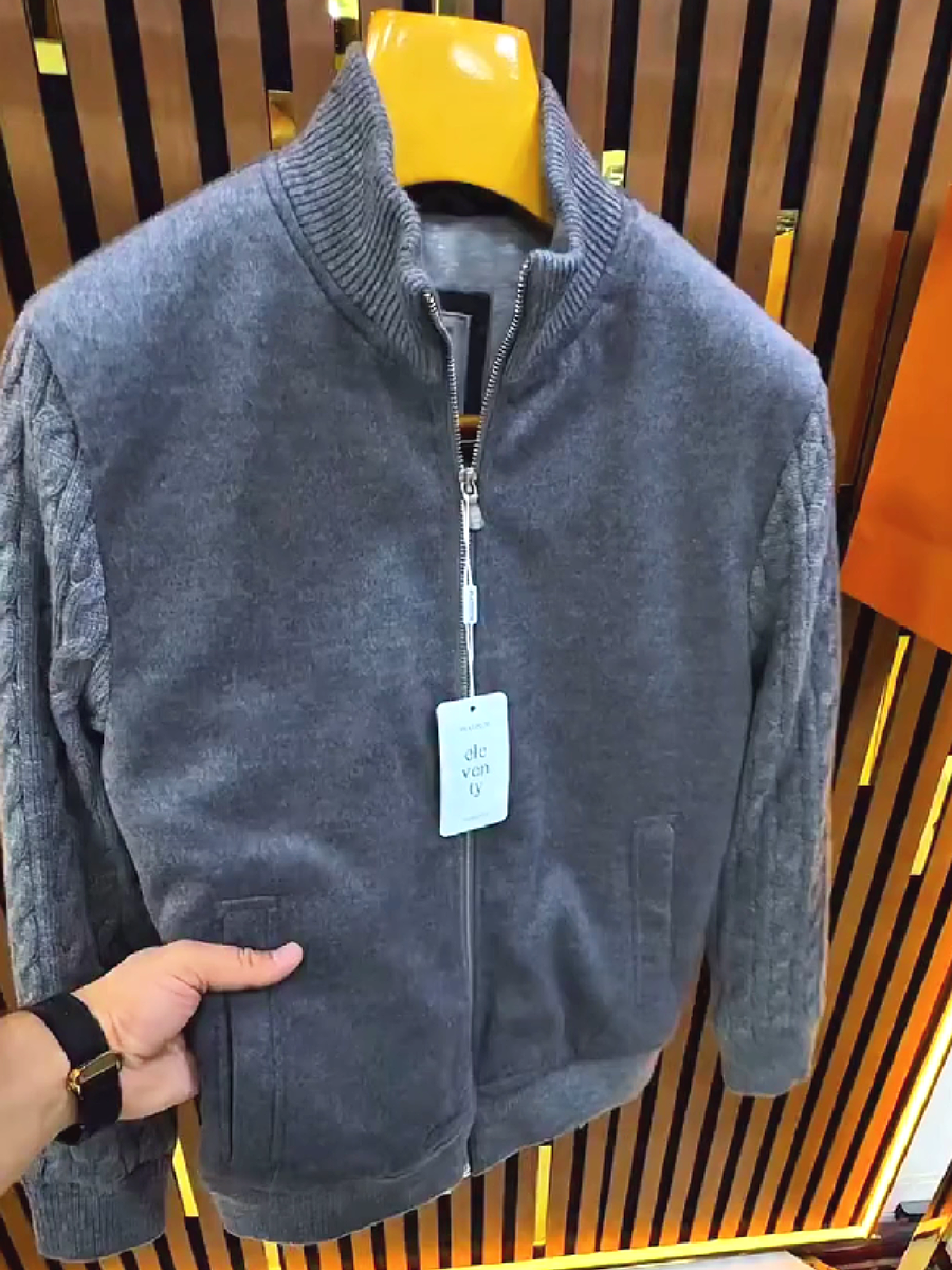 Cable Knit Zip-Up Fleece Jacket