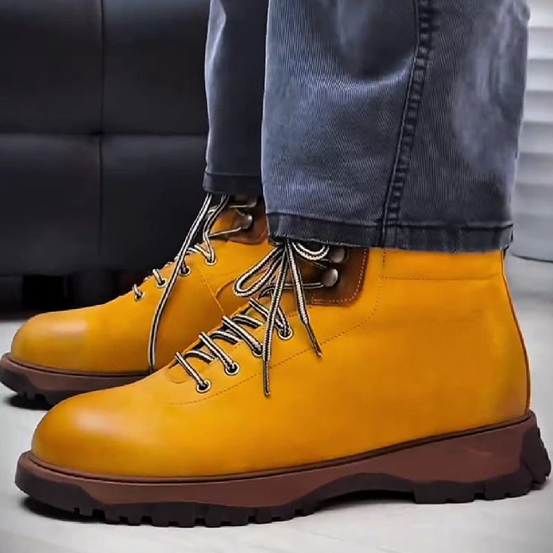 Yellow Lace Up Winter Boot