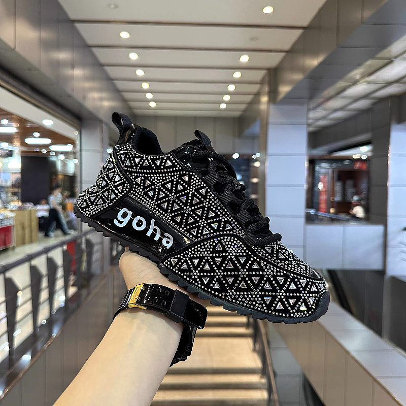 Black Crystal Mesh Sneakers