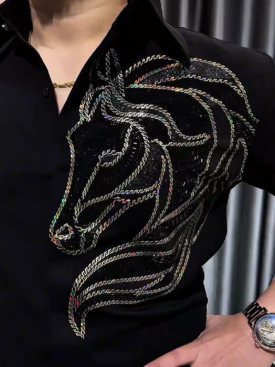 Holographic Chain Dress Shirt