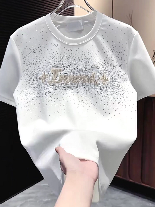 Rhinestone Word Print Tee