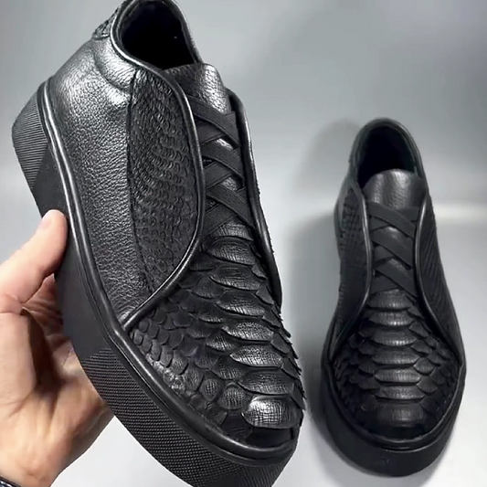 Men's Textured Leather Slip-On Casual Sneakers