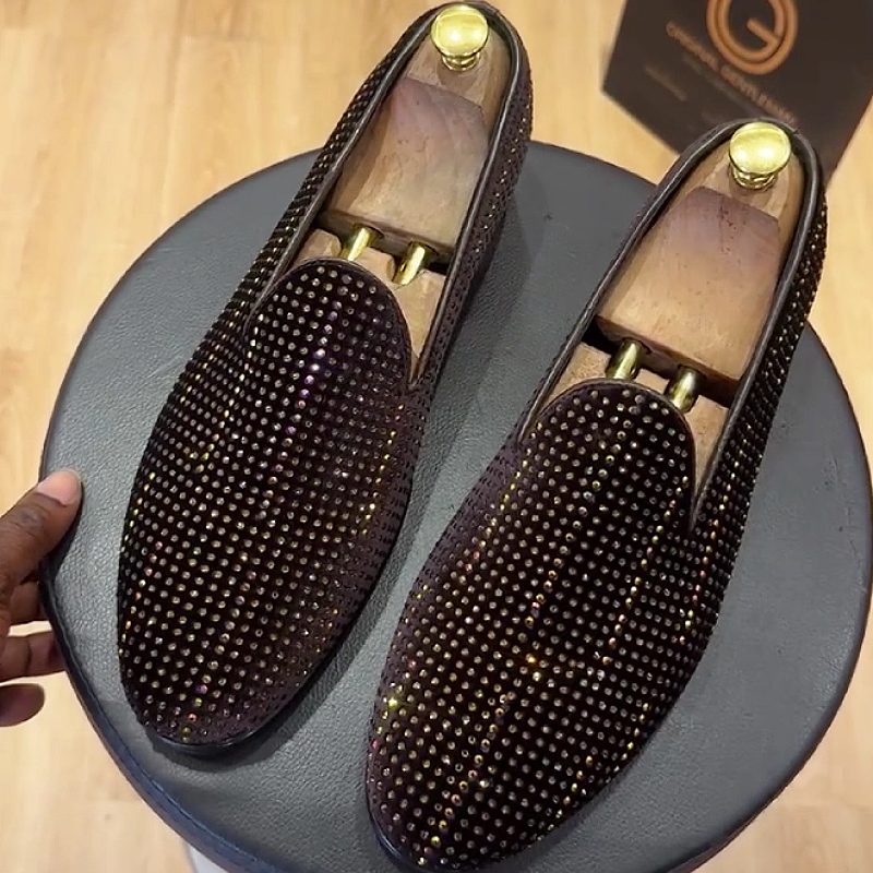 Men's Studded Leather Slip-On Dress Loafers