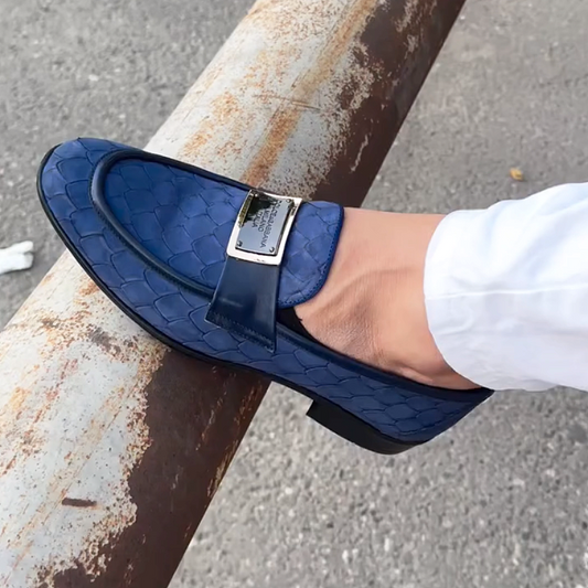 Men's Textured Leather Slip-On Dress Loafers