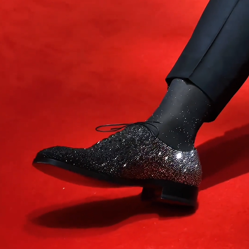 Black Glitter Oxford Shoe