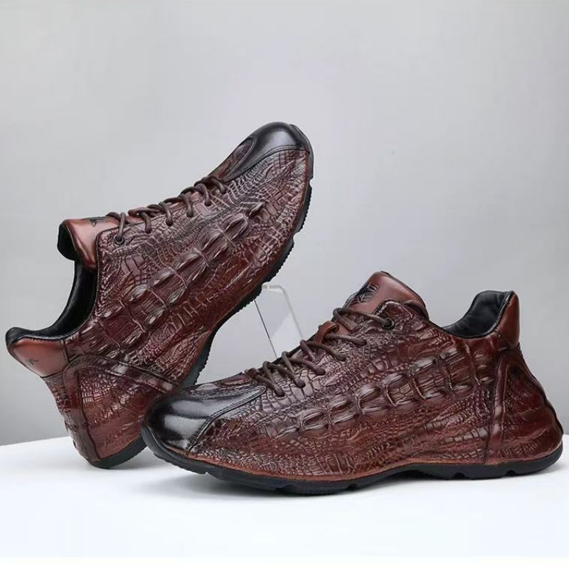 Men's Textured Leather Lace-Up Casual Shoes
