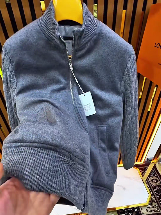 Cable Knit Zip-Up Fleece Jacket