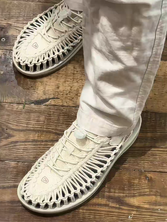 Men's Cream Woven Mesh Sneaker Shoe