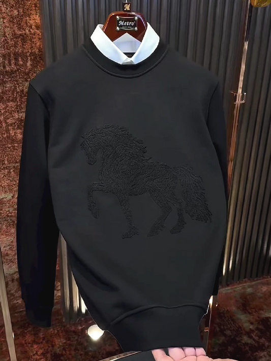Embroidered Horse Crewneck Sweatshirt