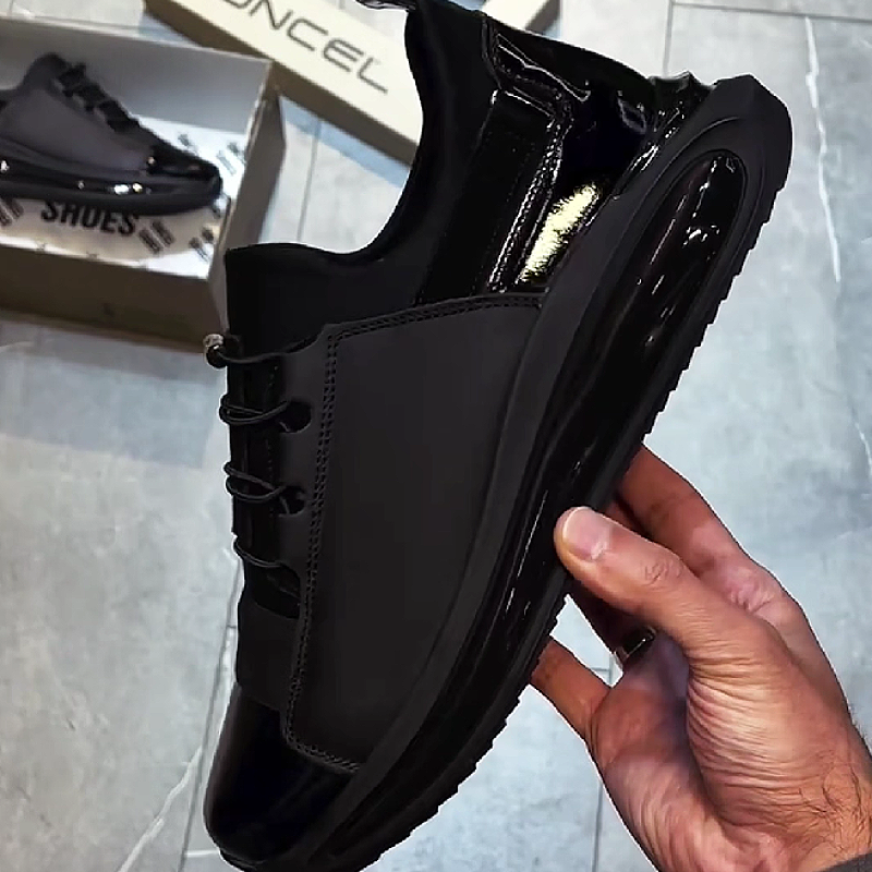 Black Patent Panel Sneaker