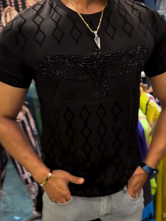 Men's Rhinestone Eagle Graphic Short Sleeve T-Shirt